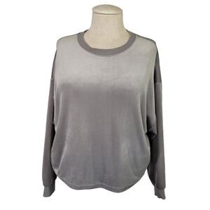 Old Navy WMS XL Sweatshirt Gray Velvet Cropped Cozy Crew Neck Oversized